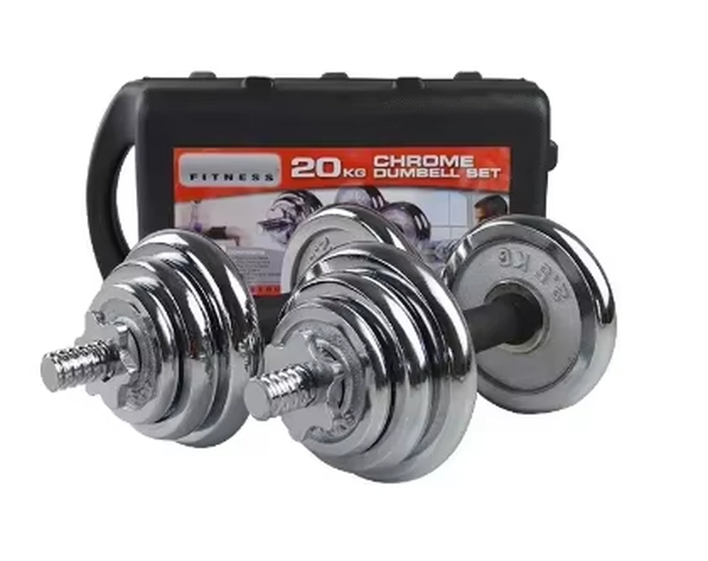 Set de mancuernas ajustables cromadas – 20 kg