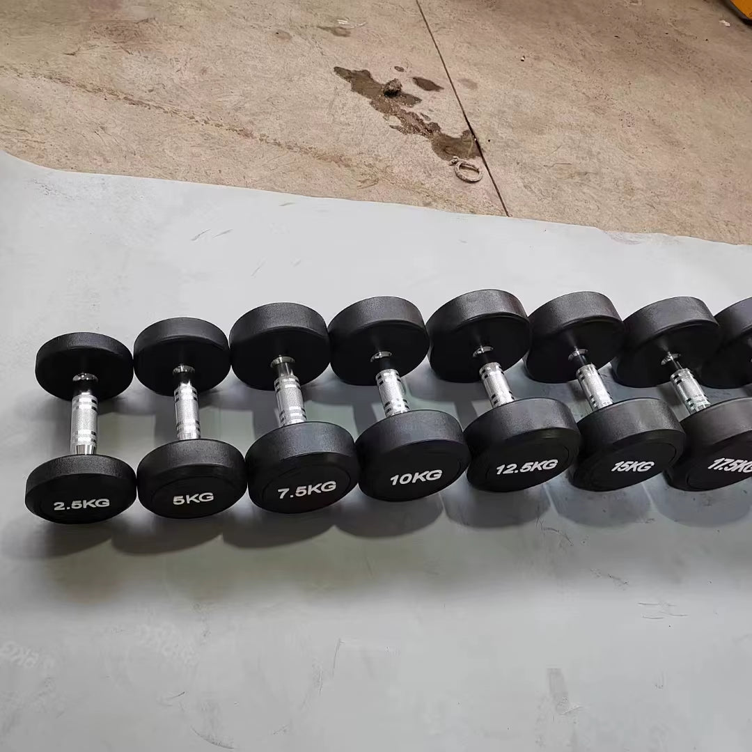 The Hot Selling 2.5Kg to 30Kg Rubber Covered round Dumbbells for Body Building