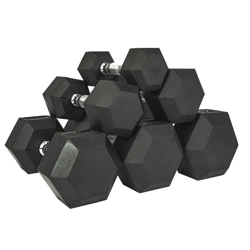 Mancuernas hexagonales de goma antideslizantes – 2.5 Kg a 15 Kg /5.5 Lb a 33 Lb