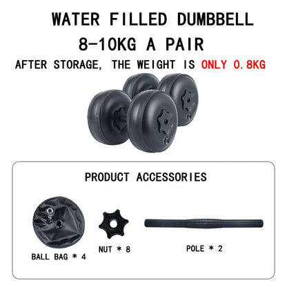 Mancuernas de agua ajustables 8-10 kg – ¡Entrená donde quieras!