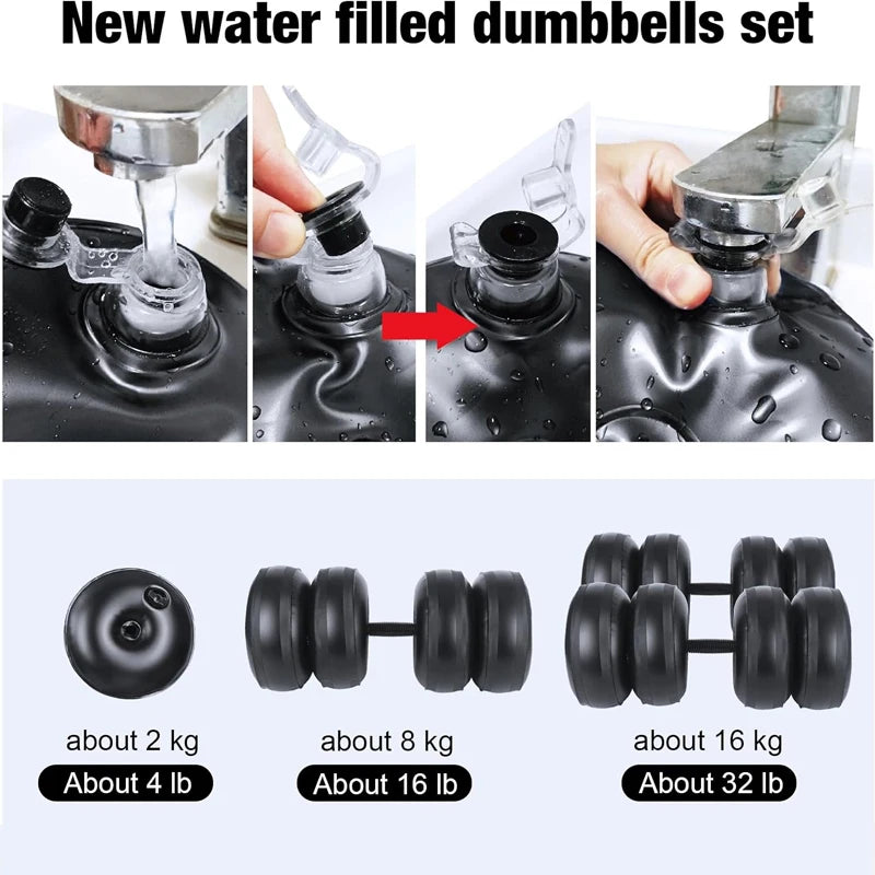 Mancuernas de agua ajustables 8-10 kg – ¡Entrená donde quieras!