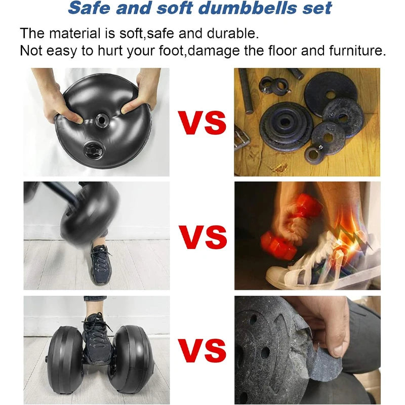 Mancuernas de agua ajustables 8-10 kg – ¡Entrená donde quieras!
