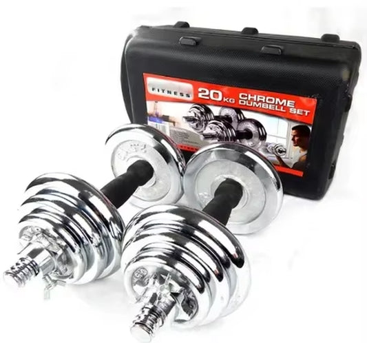 Set de mancuernas ajustables cromadas – 20 kg