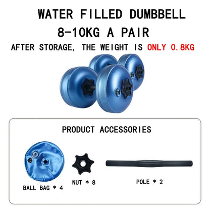 Mancuernas de agua ajustables 8-10 kg – ¡Entrená donde quieras!